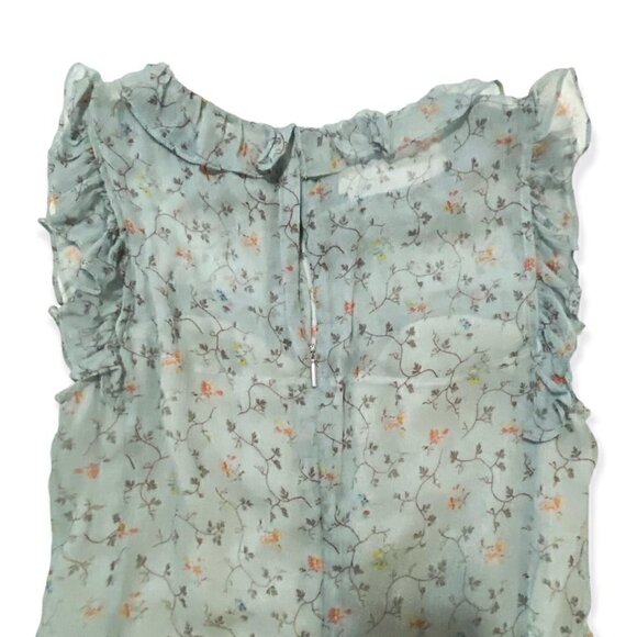 Rebecca Taylor Ruffle Trimmed Floral Vine Silk Mini Dress, in Mint, Size 4, NWT - Picture 10 of 15